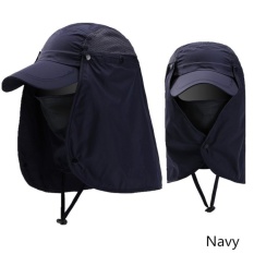 Ready Stock Unisex Outdoor Neck Protection Waterproof Sunshine Blocking Topi Semak Jungle Hat Topi Pantai (Navy)-Intl