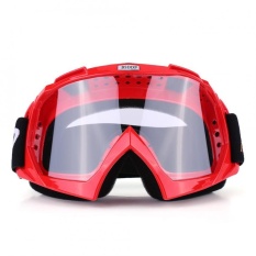 Sweatbuy Motorcycle Motocross Dirt Bike Off-Road Racing Goggles Ski Glasses Eyewear Red Clear-Lens