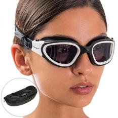 Swim Goggles + Kasus Desain Eksklusif Oleh AqtivAqua ~ Wide View Swimming Goggles untuk Pria Dewasa Wanita Pemuda Anak (warna Putih/Hitam)