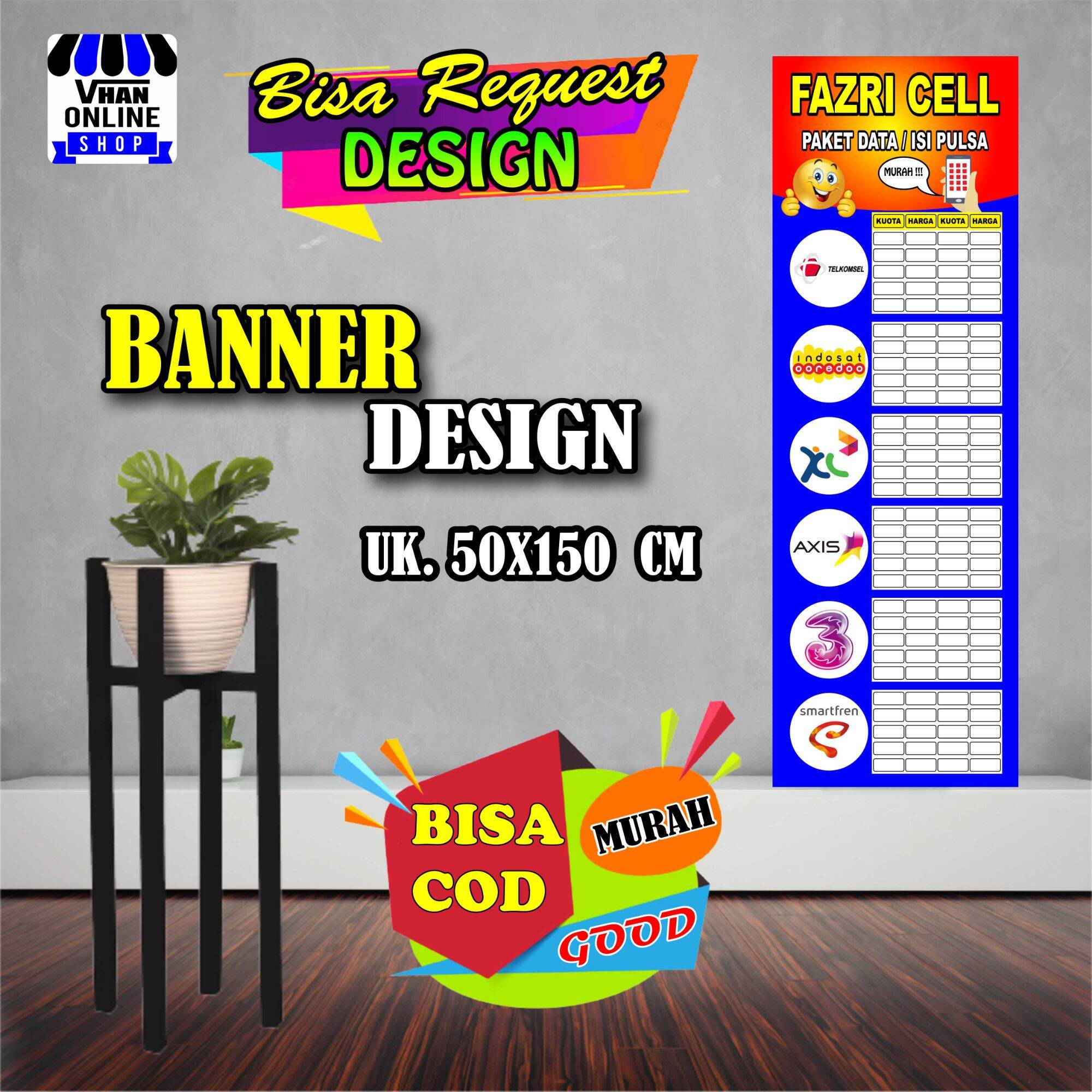 Banner Spanduk Daftar Harga Paket Data Kuota Keren Lazada Indonesia