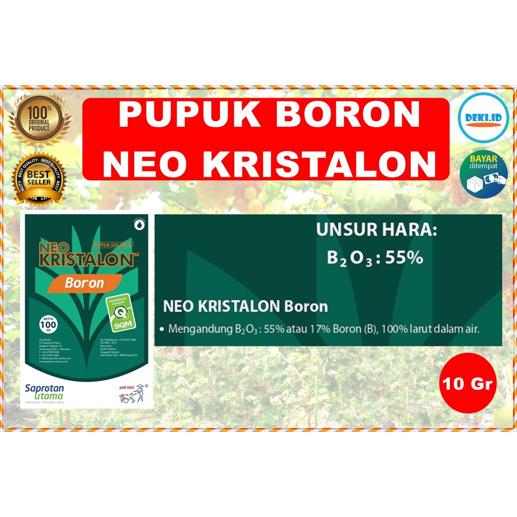 Pupuk Boron Neo Kristalon Pak Tani 10 Gram Sachet Kemasan Pabrik