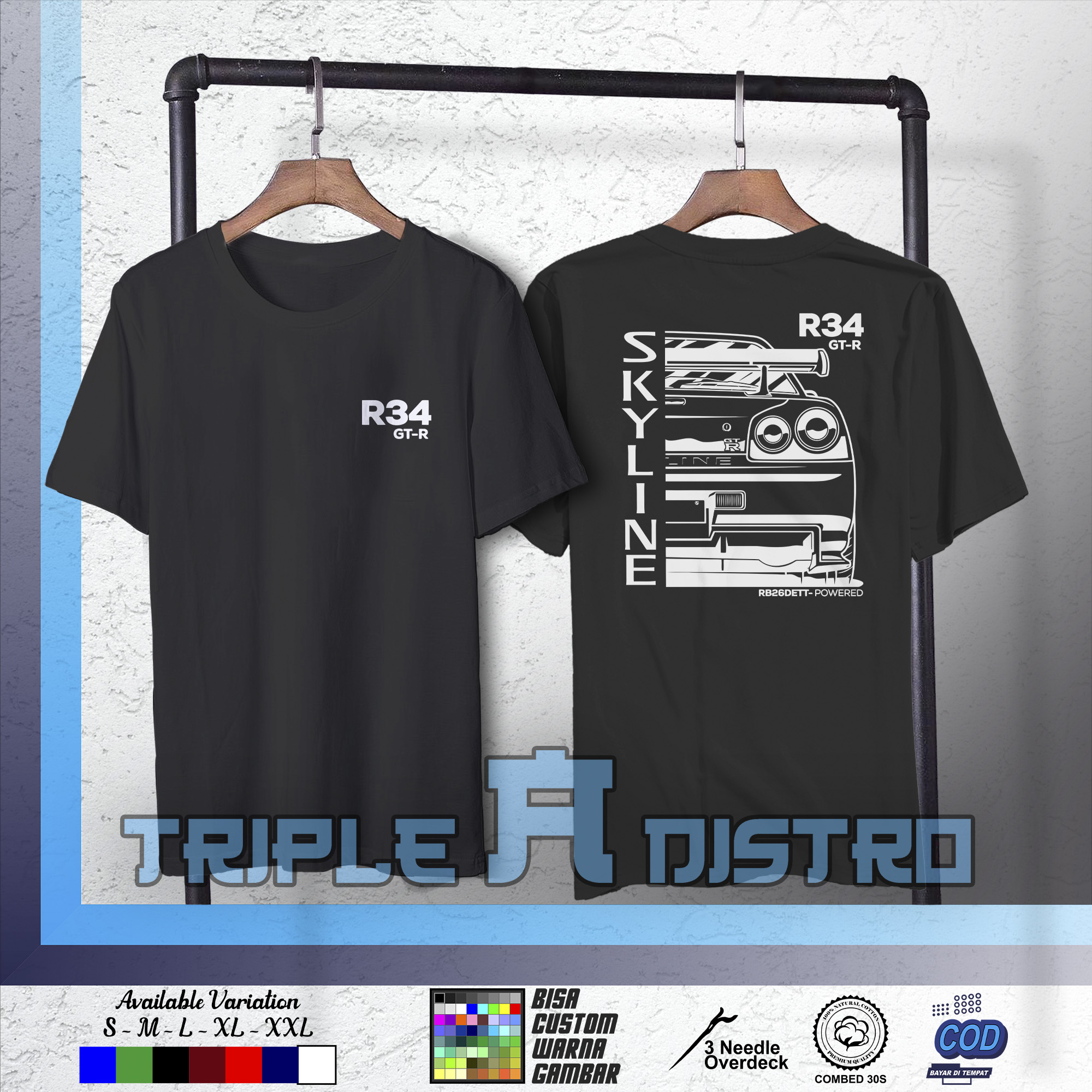 Kaos Baju Nissan Skyline GTR R34 JDM Kaos Distro Otomotif By Triple A