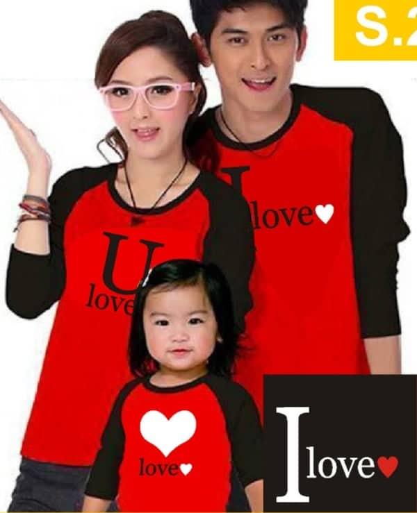 M2M - Kaos Couple Family I Love Baby / Couple Ayah Bunda & Anak / Busana Keluarga Lengan Panjang / Baju Keluarga / Kaos Oblong / T-Shirt Family Trendy Casual / Allsize Ayah L LD100cm / Ibu M LD90cm / Anak 3-5th Tergantung Anak / Promo!!!