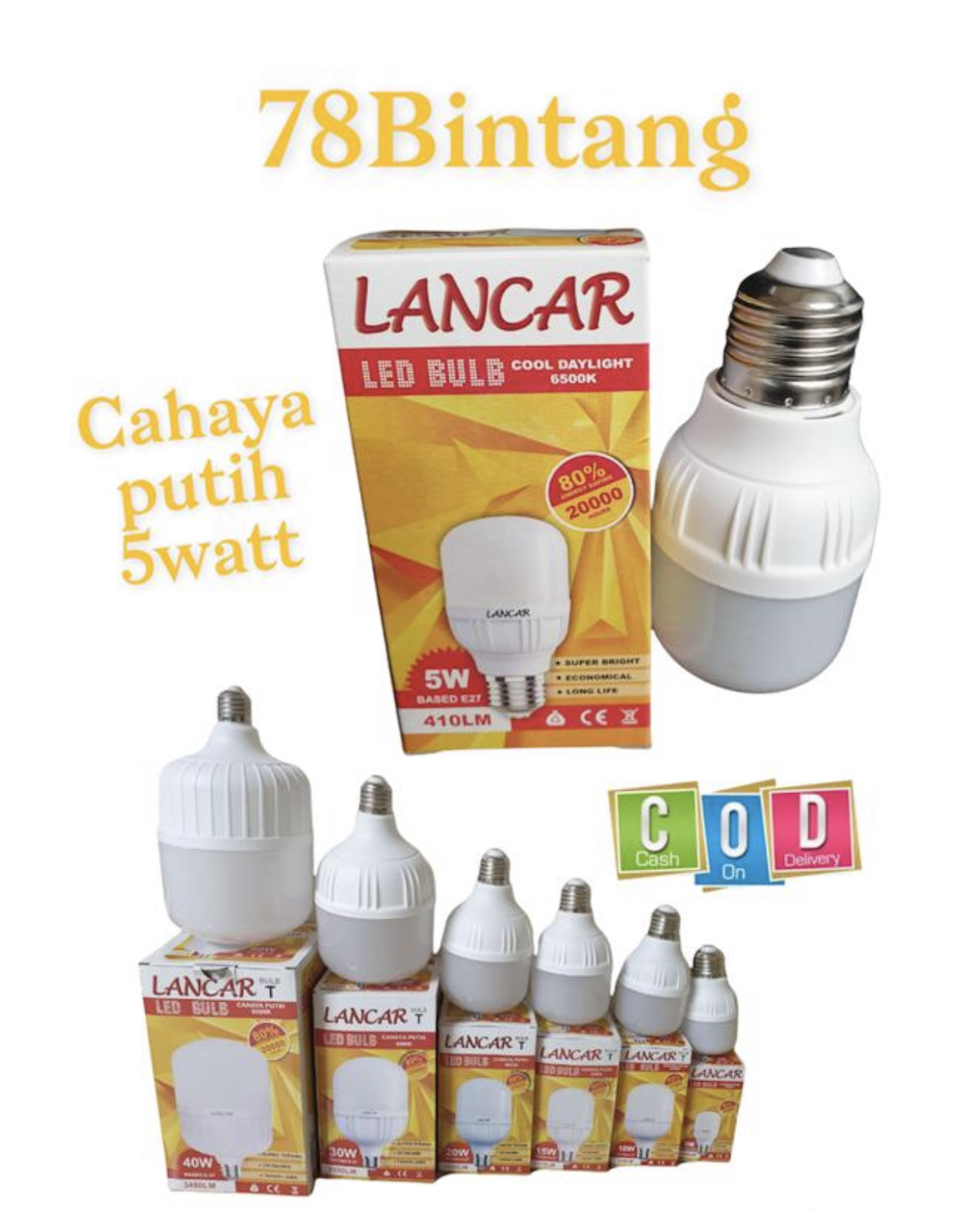 Bintang Lampu Led Watt Lancar Sni Putih Bohlam Lampu Watt Putih