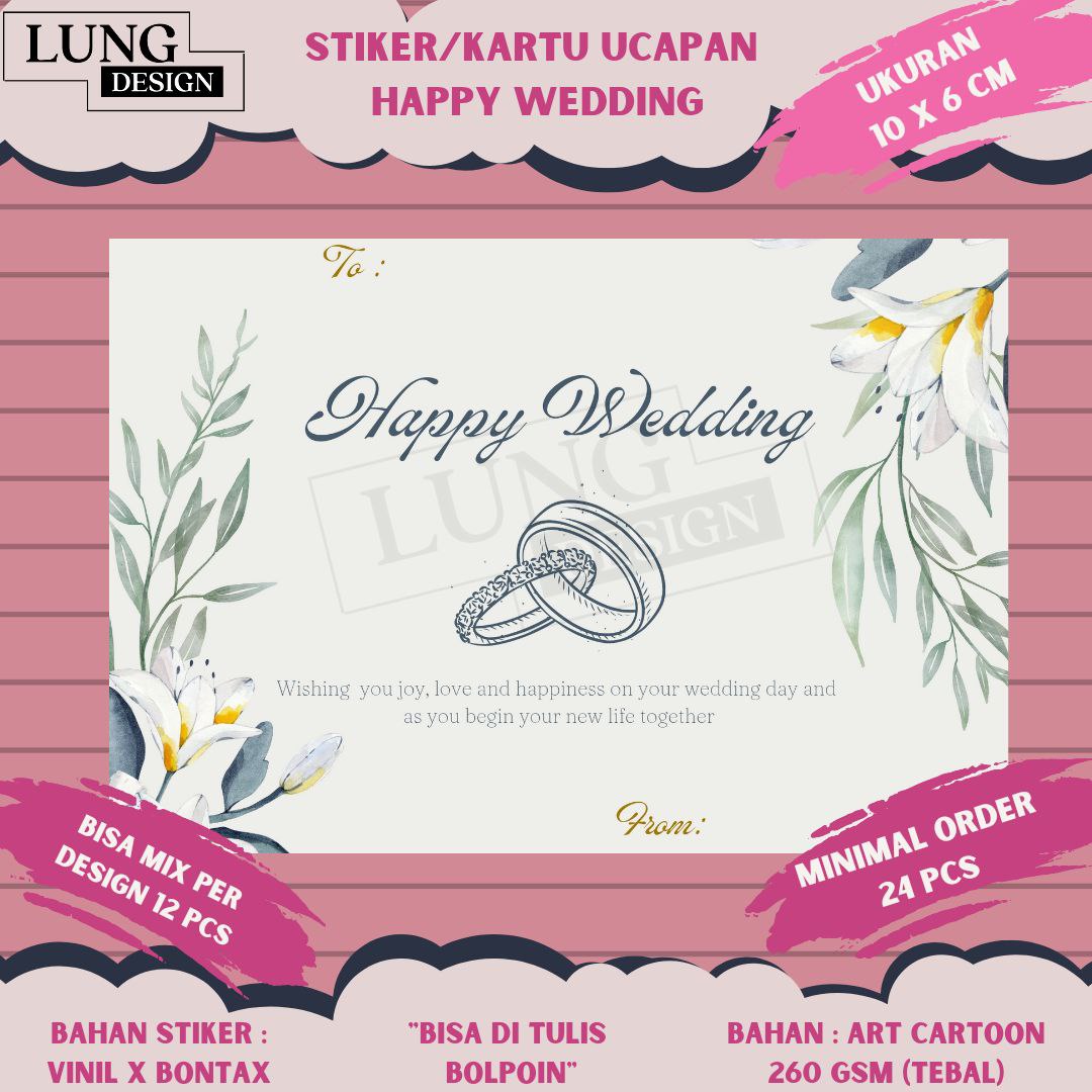 Pack Isi Pcs Stiker Happy Wedding Greeting Card Happy Wedding