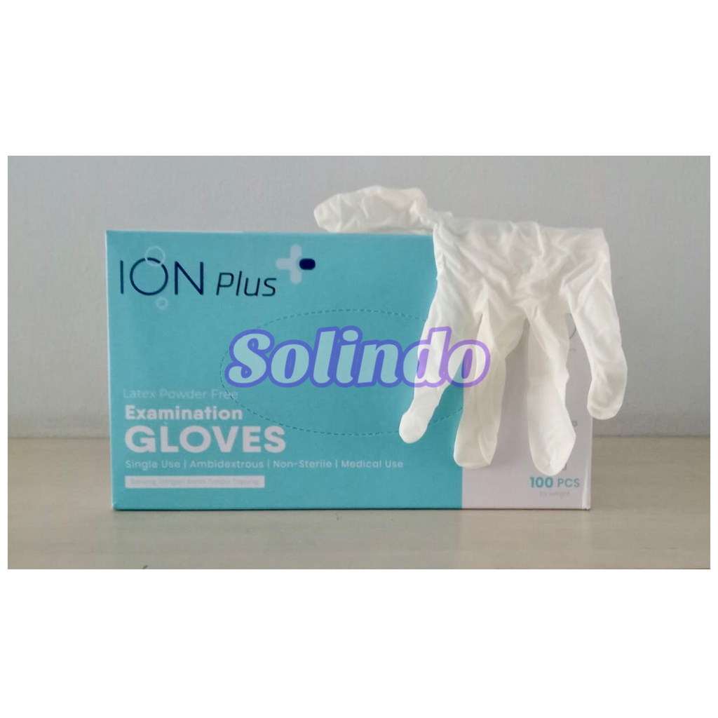 ION PLUS Gloves Sarung Tangan Latex Powder Free 100pcs Lazada