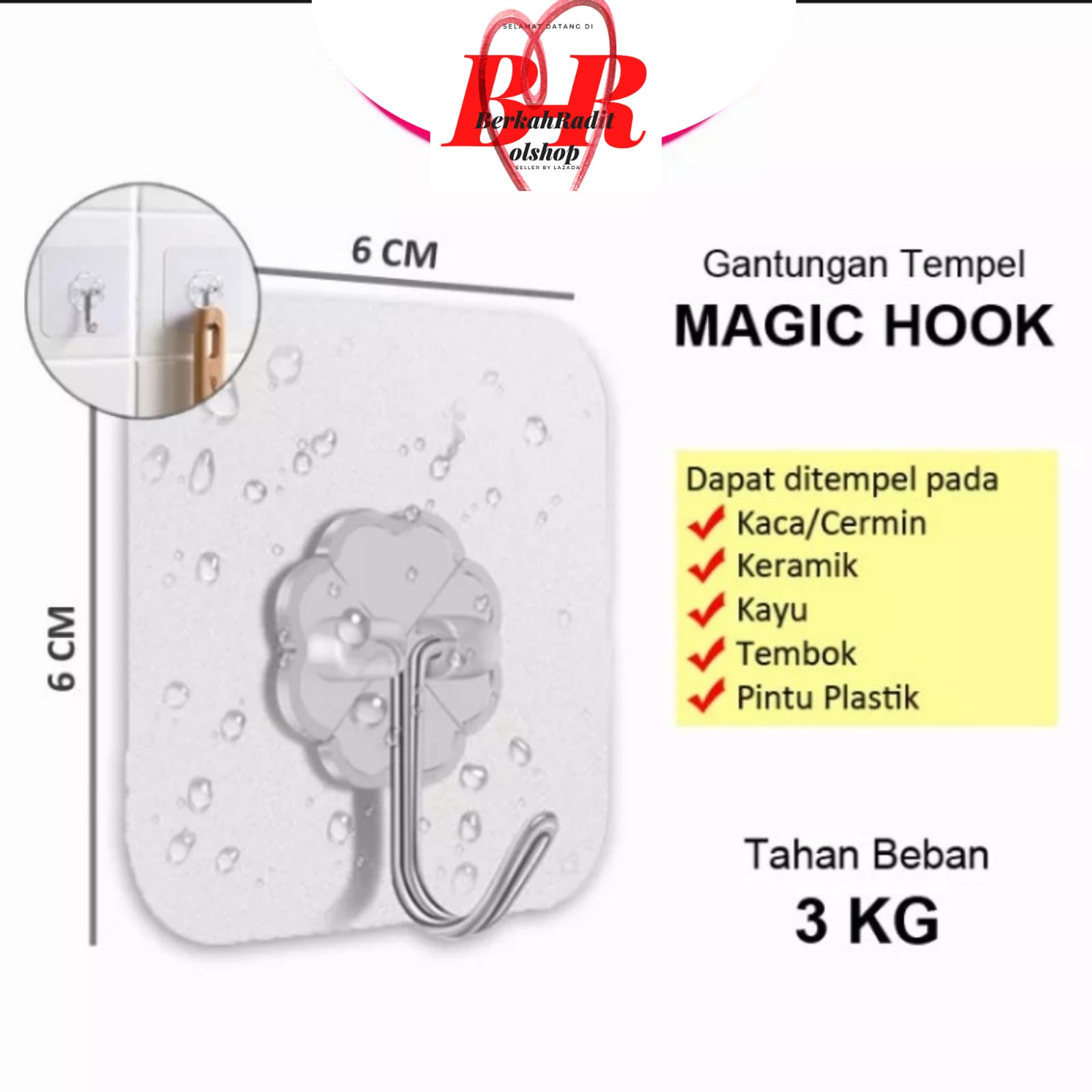 Pcs Pcs Pcs Gantungan Tempel Dinding Transparan Hook Kait Kuat