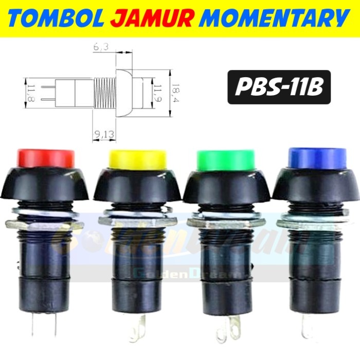 Tombol Jamur Momentary Push On Button Switch Saklar Pbs B Reset Mm