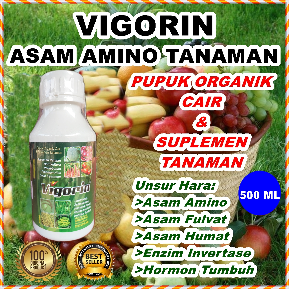 Vigorin 500 ML Pupuk Asam Amino Fulvat Humat Tanaman Aminosan Organik