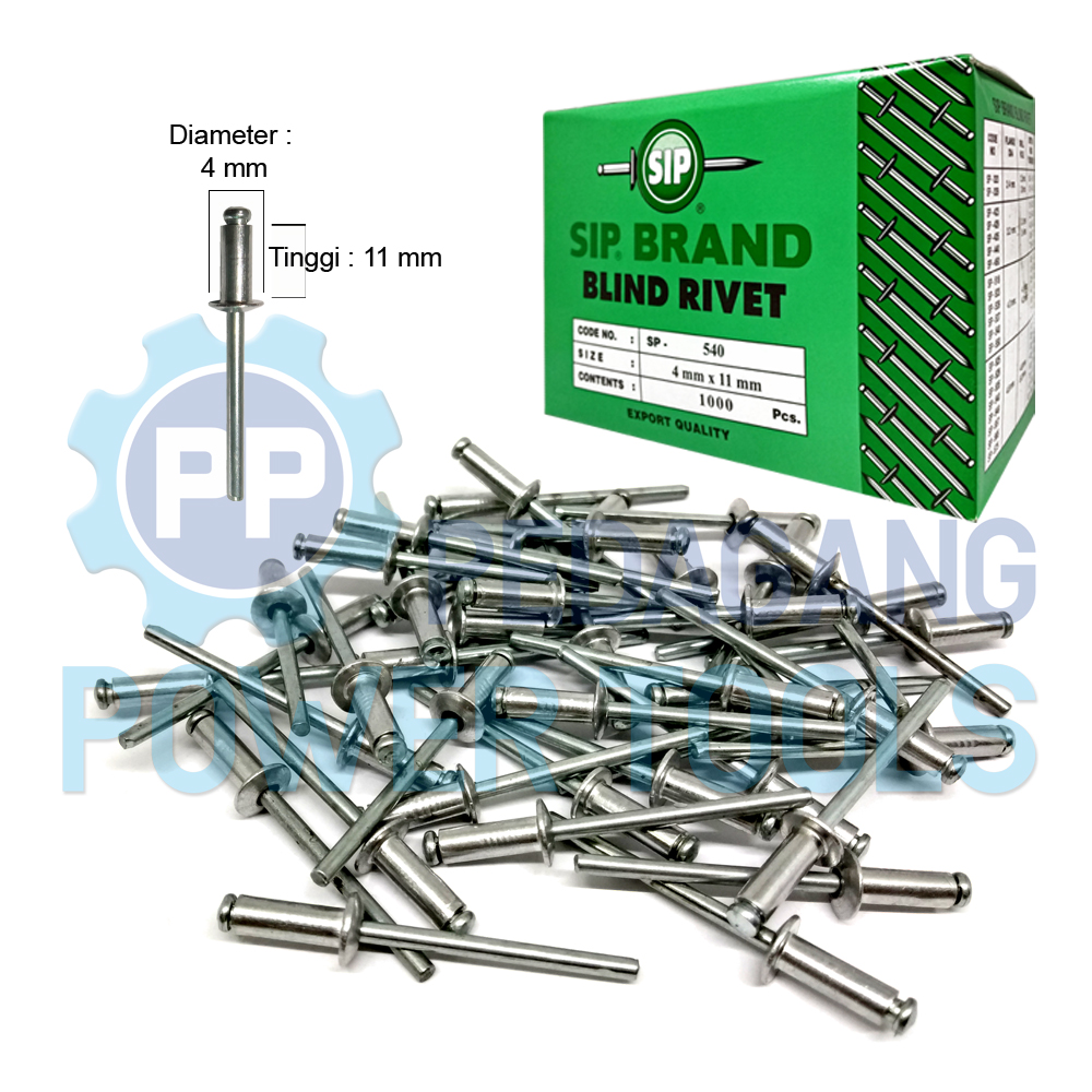 SIP 540 PAKU RIVET 4 X 11 MM BLIND RIPET RIFET TEMBAK 1 PAK 1 000 PCS