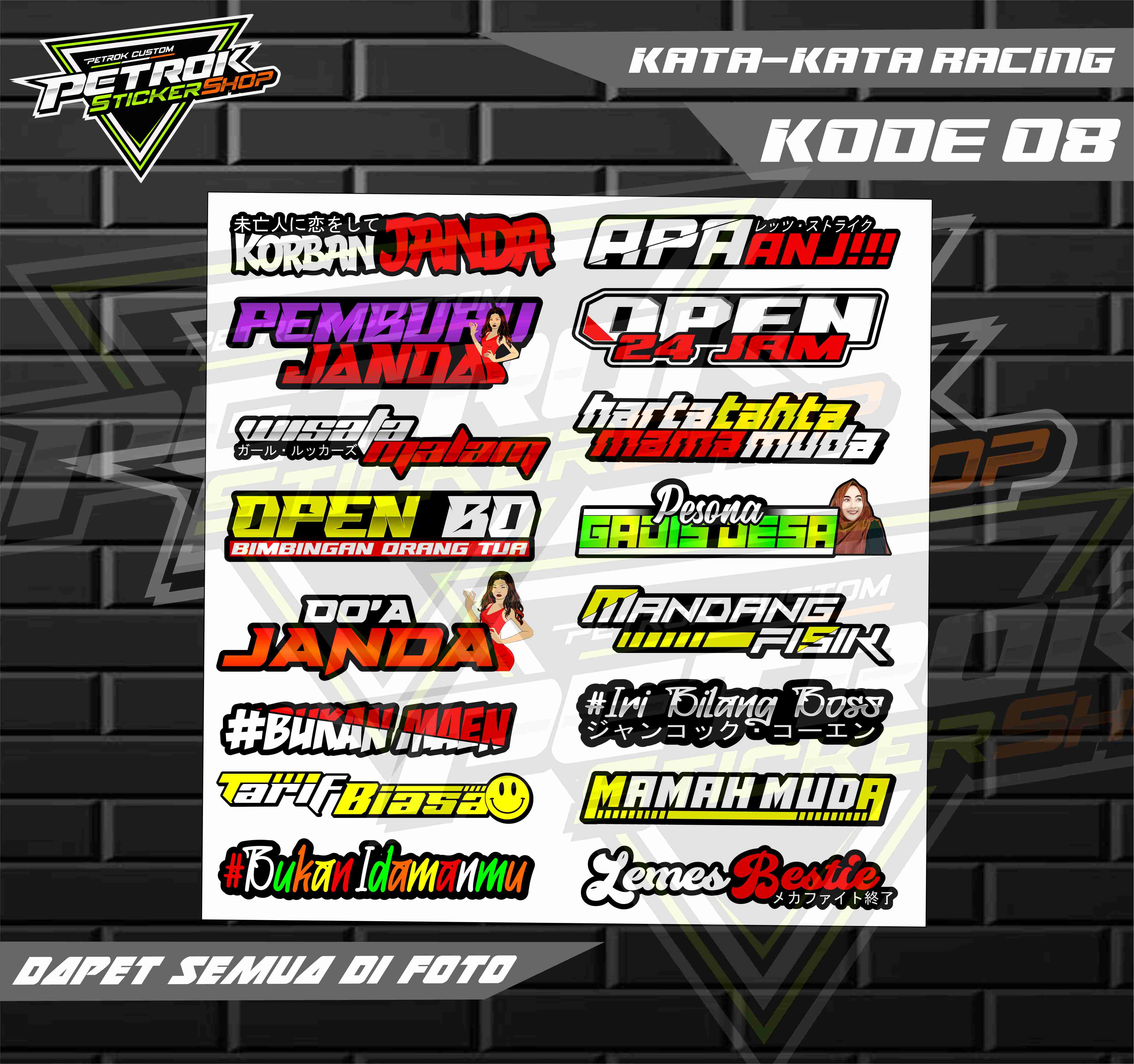 STIKER PACK KATA KATA RACING STIKER RACING VIRAL STIKER PACK MOTOR