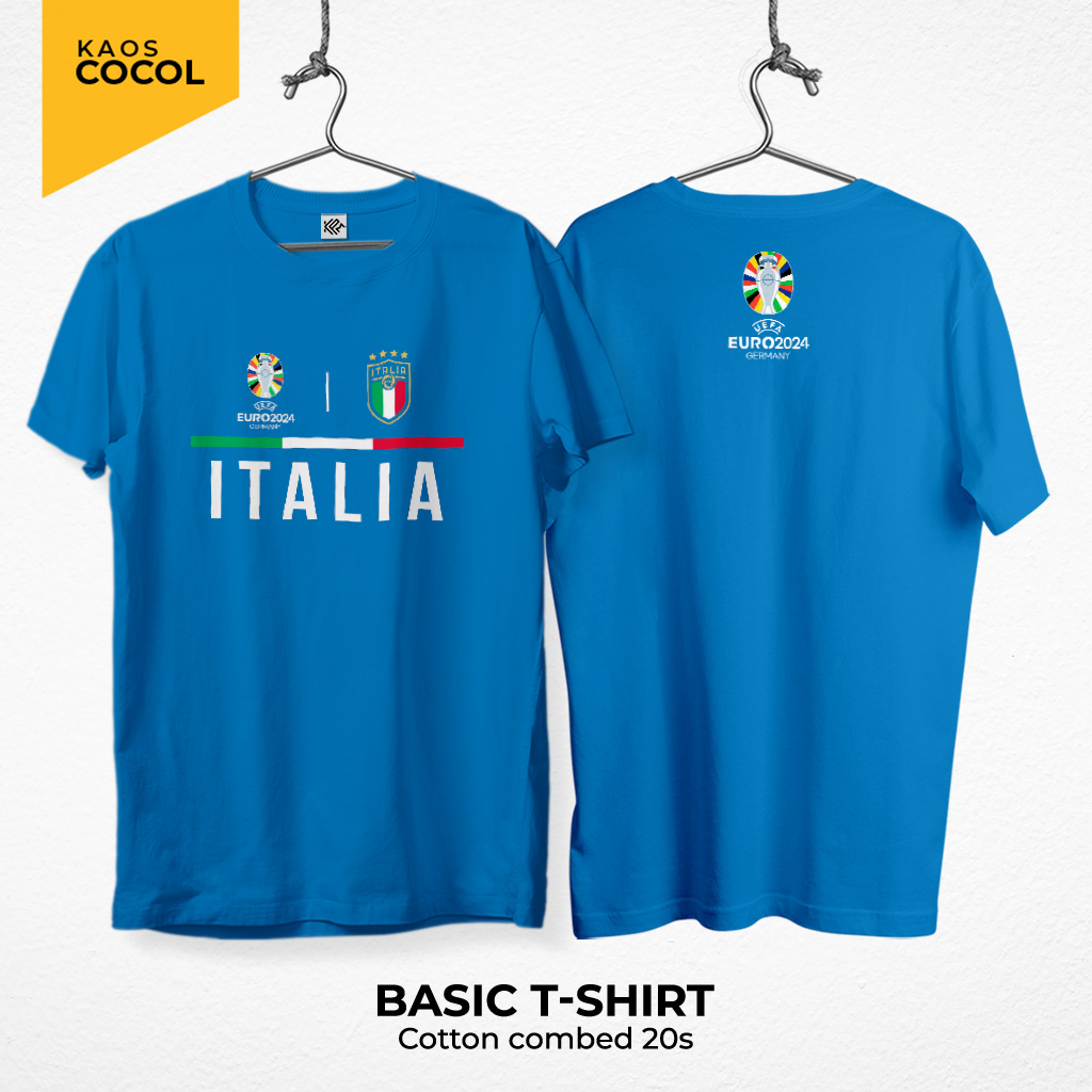 Cocol Store Kaos Bola Tim Italia Euro 2024 Bahan Tebal Combed 20s