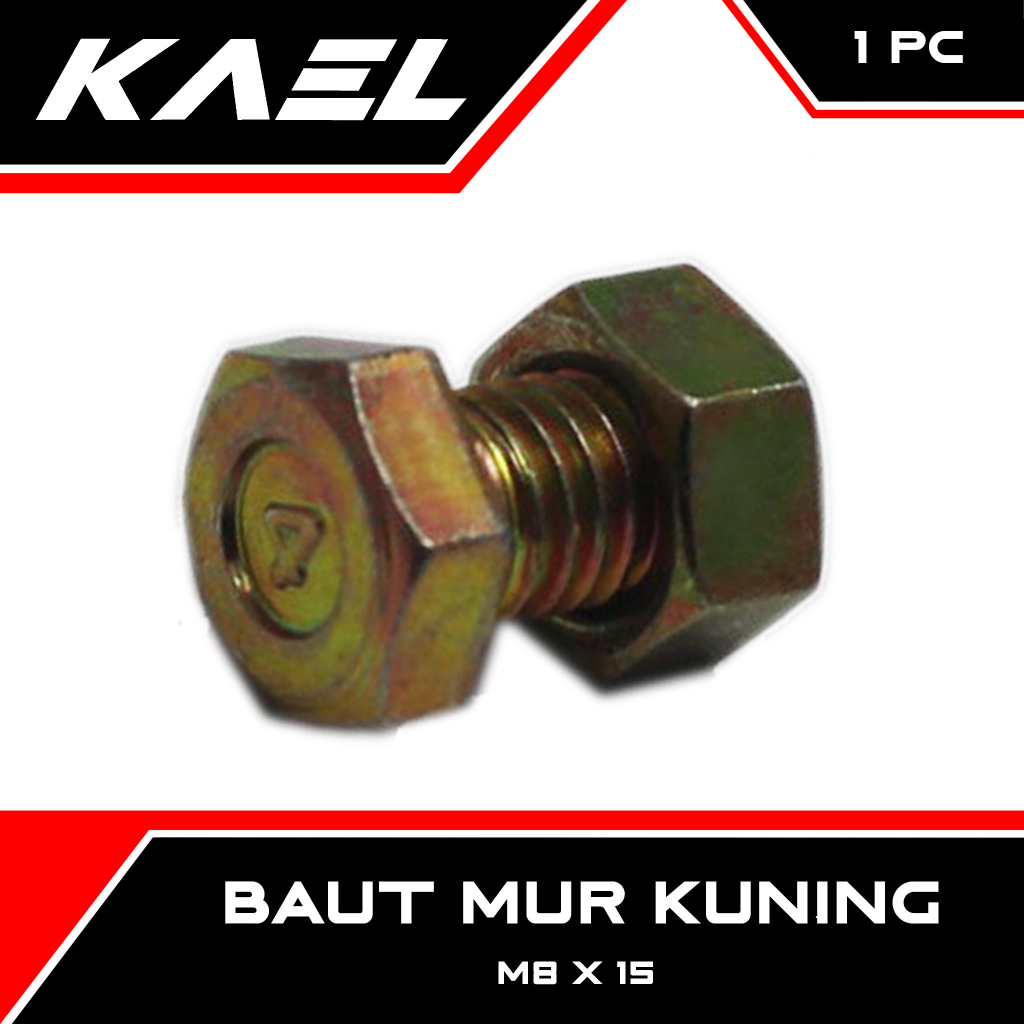 Baut Mur Kuning M8 X 15 Baud Bolt Nut 8 X 15 Lazada Indonesia