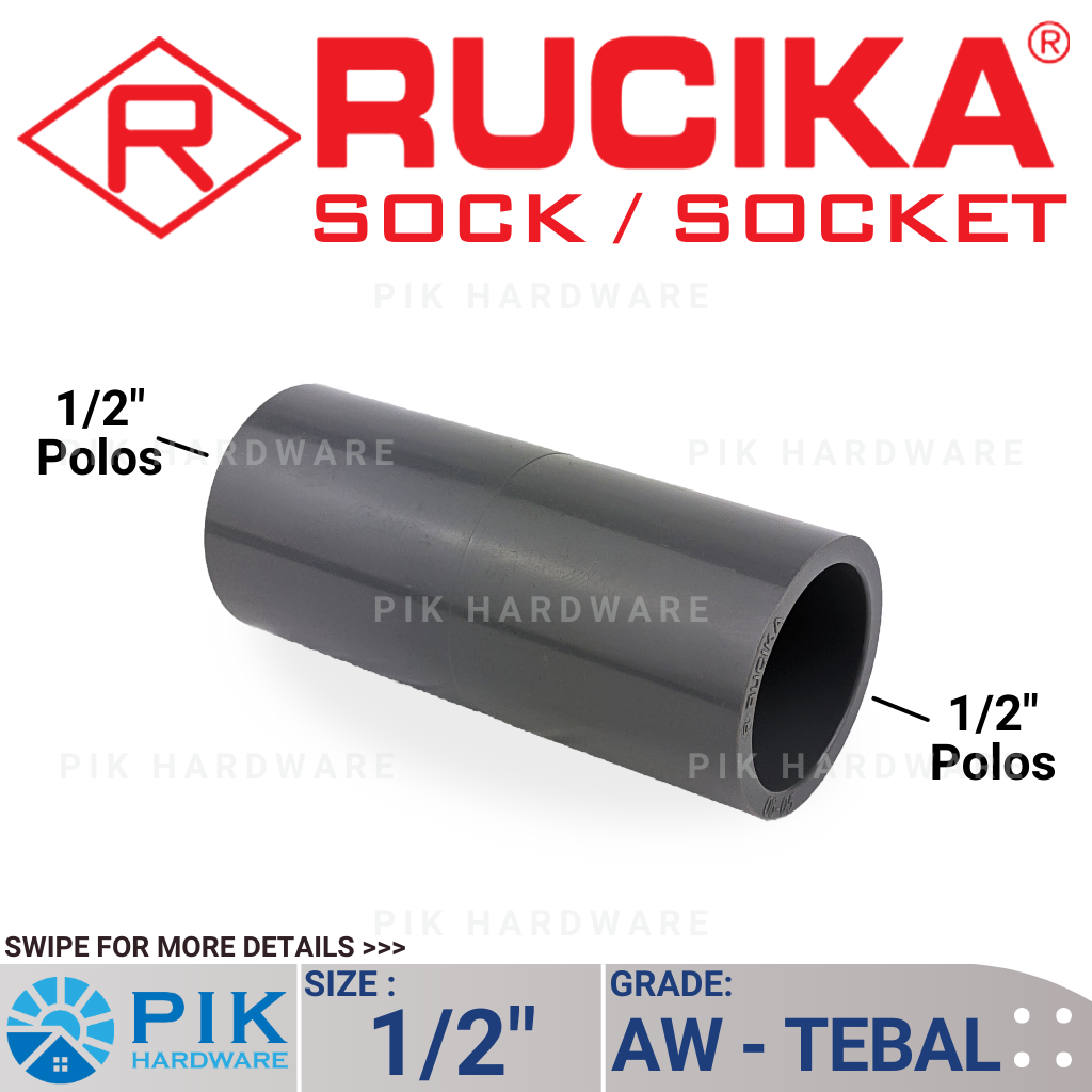 Sambungan Sock Inch Rucika Aw Sok Lurus Socket Polos