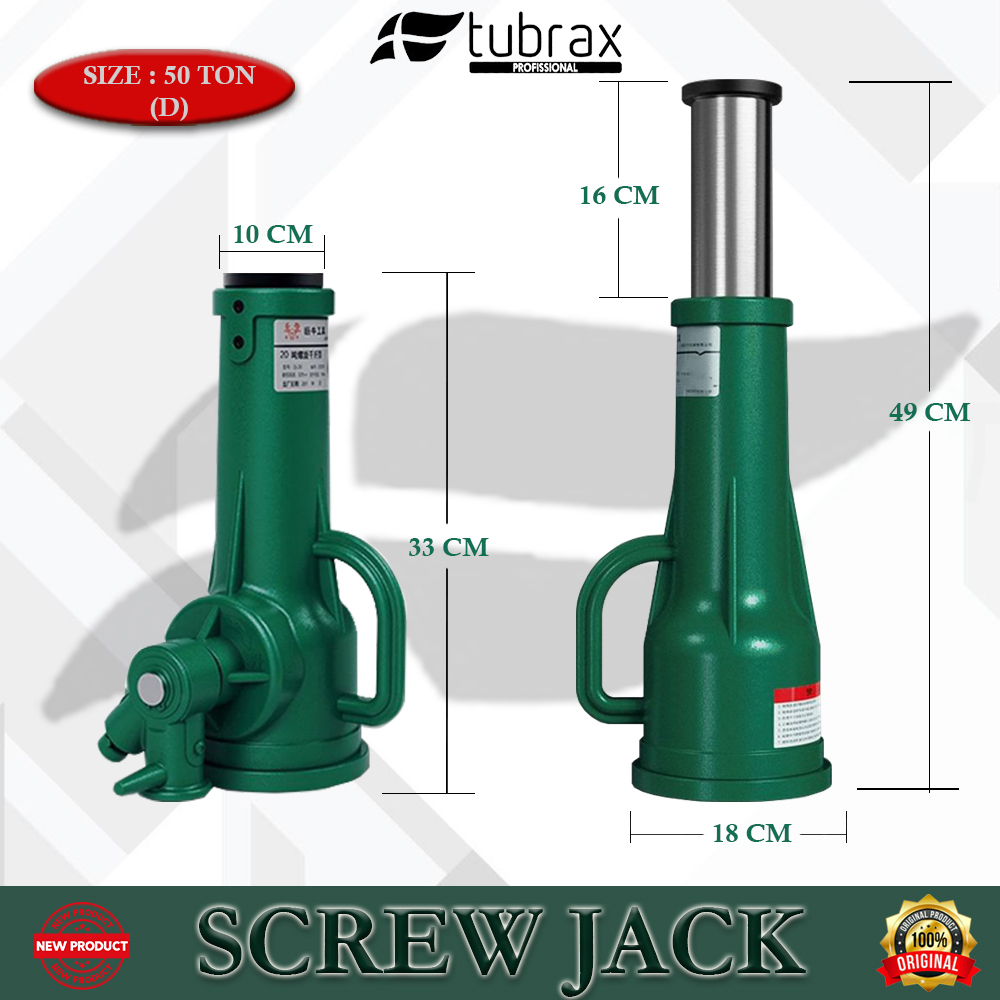 Tubrax Dongkrak Botol Ulir Ton Mechanical Screw Jack Kapasitas Ton