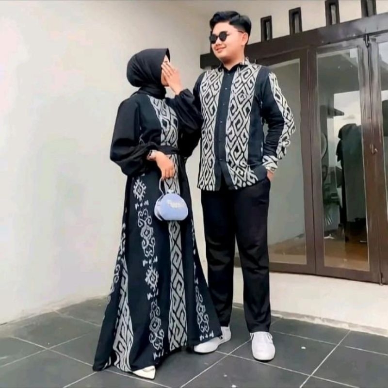 ORIGINAL Couple Tenun Gamis Tenun Baju Gamis Set Couple Tenun