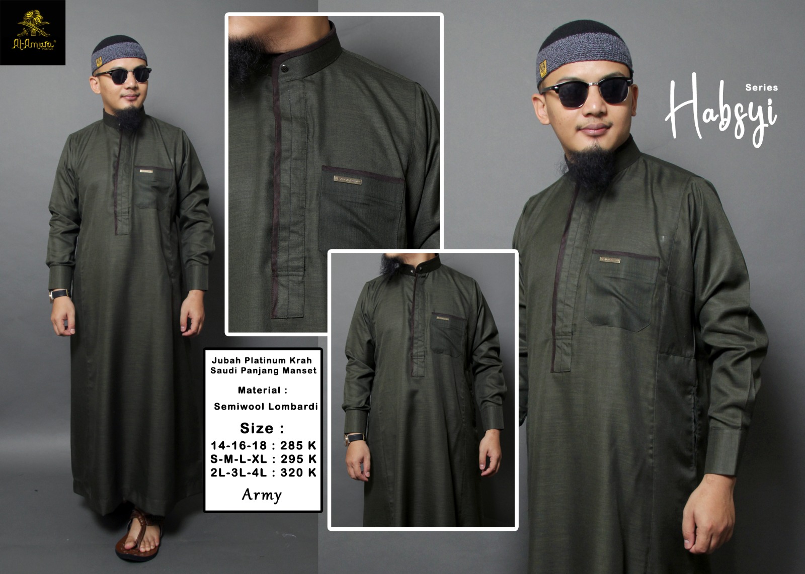 Jubah Gamis Pria Lengan Panjang Manset Al Amwa Platinum Habsyi Lazada