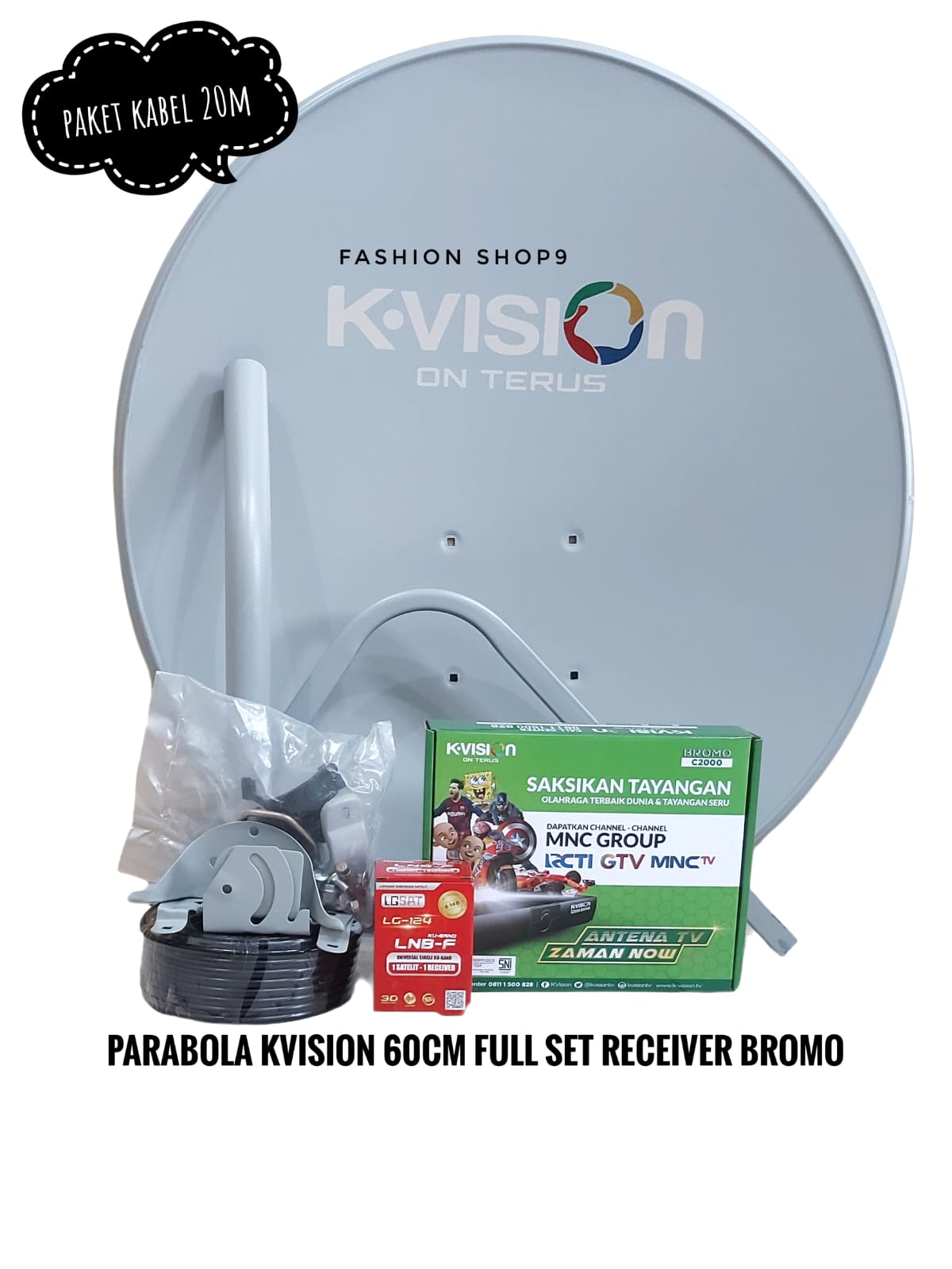 Parabola Kvision 60 Cm Full Set Lengkap Termasuk Receiver Kvision Bromo