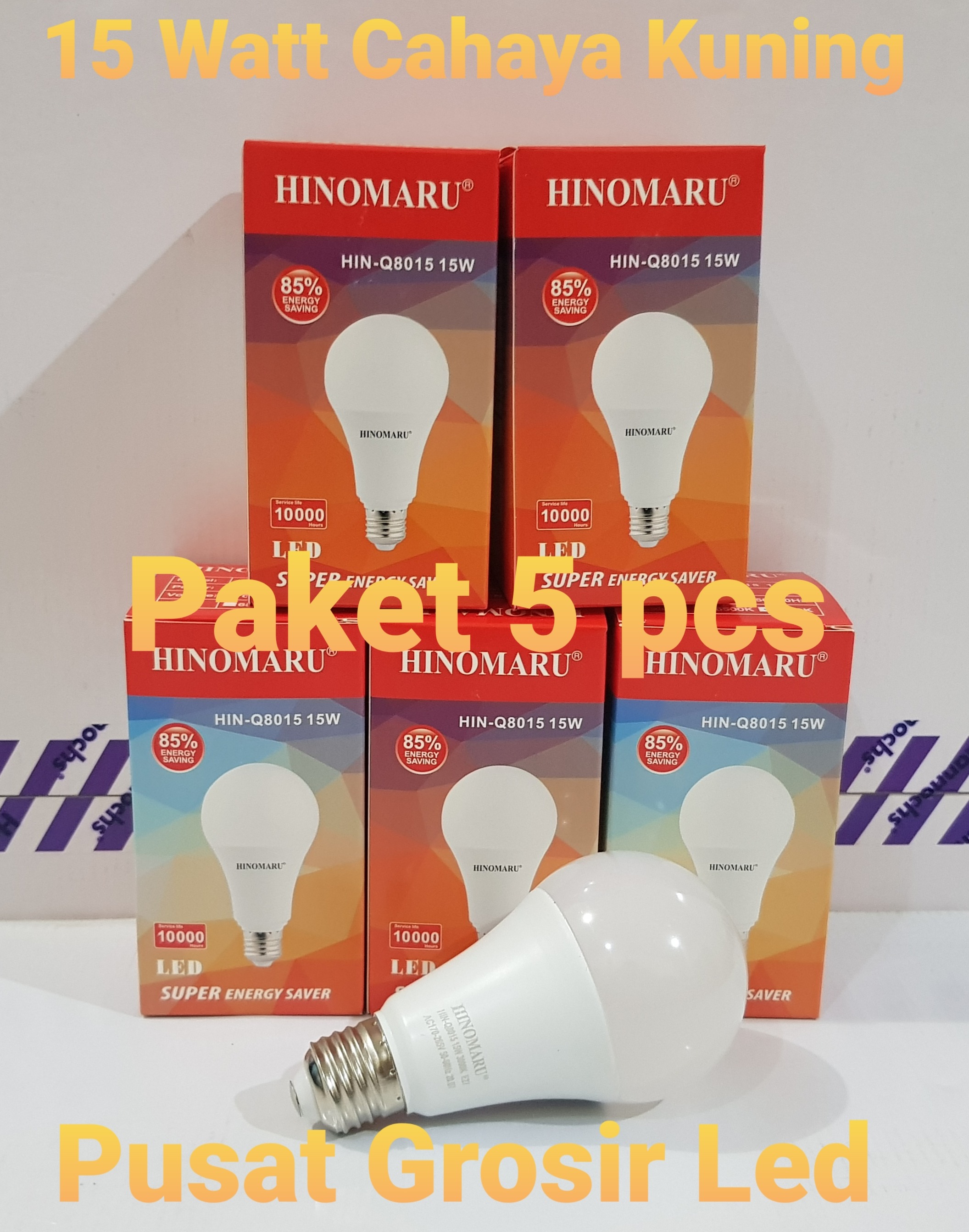 Paket 5 Buah Lampu Led Hinomaru 15 Watt Cahaya Kuning Warmwhite