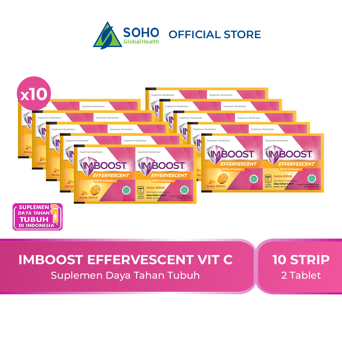 Imboost Effervescent With Vitamin C Rasa Jeruk 1 Box 10 Strip 2