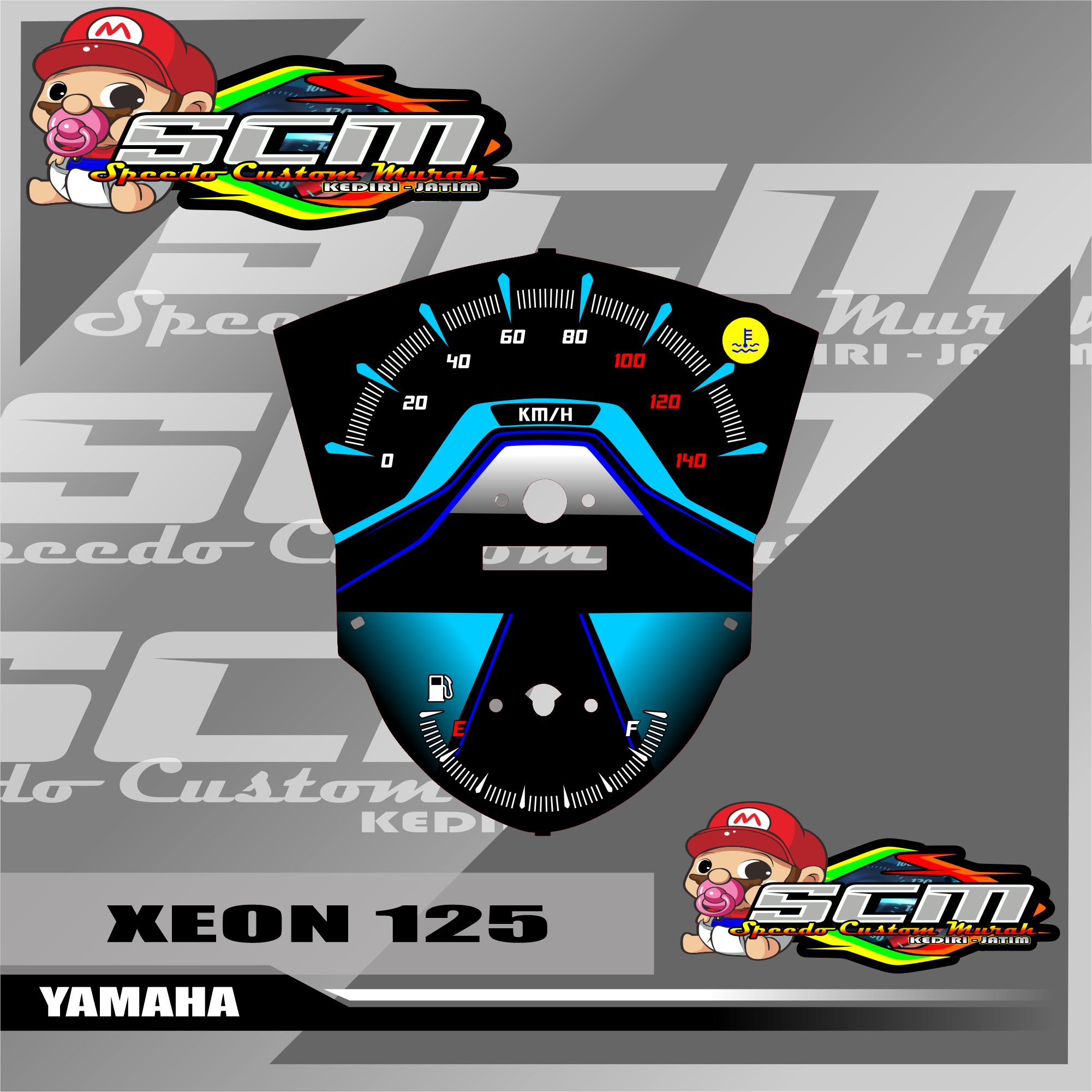 Papan Speedometer Csutom Xeon 125 Biru Panel Spido Meter Custom Xeon