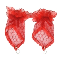 1 Pair NiSexy Fingerless Wedding Evening Party Dress LaShort Bridal Gloves White (Red)