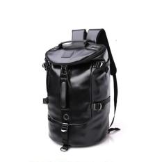 2017 Pria Praktis Outdoor Traveling Tas Besar Kemampuan Upgrade Ransel Kulit PU (Hitam)-Intl