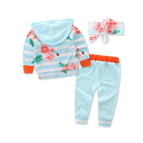 2017 Penjualan Musim Semi dan Musim Gugur Kapas Bayi Gadis Remaja Anak-anak Pakaian Set Sport Suit Hooded T-shirt + Celana + Headband Boy 3 Pcs/set-Intl 1