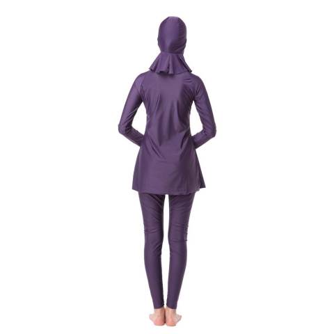 3 Pcs/set Wanita Plus Ukuran Muslim Swimwear Beach Mandi Suit Muslimah Islam Swimsuit Berenang Surf Wear Sport Pakaian Ungu- INTL 3