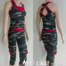 Aleizha Set Baju Senam Celana 3/4 - Army