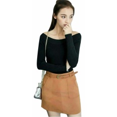 Atasan Baju Rajut - Sabrina Slim - Rajut Spandek - Hitam