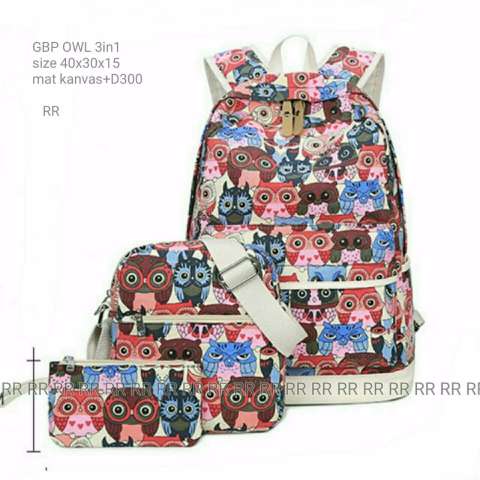 universal tas fashion wanita tote bag canvas-rainbow. Source · Backpack owl 3 in