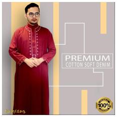 Baju Gamis Jubah Pria Dewasa Moderen Katun Soft Denim Model Terbaru 01