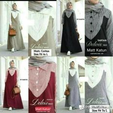 Baju Katun / Gamis Hitam / Dress Busui Murah / Hijab : Delois Maxy