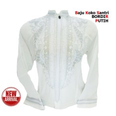 Baju Koko Putih Murah Lengan Panjang - BORDIR