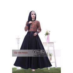 Baju Lebaran Gamis Muslim Pesta Nyaman untuk Ibu Hamil dan Menyusui CQ 1706 Hitam