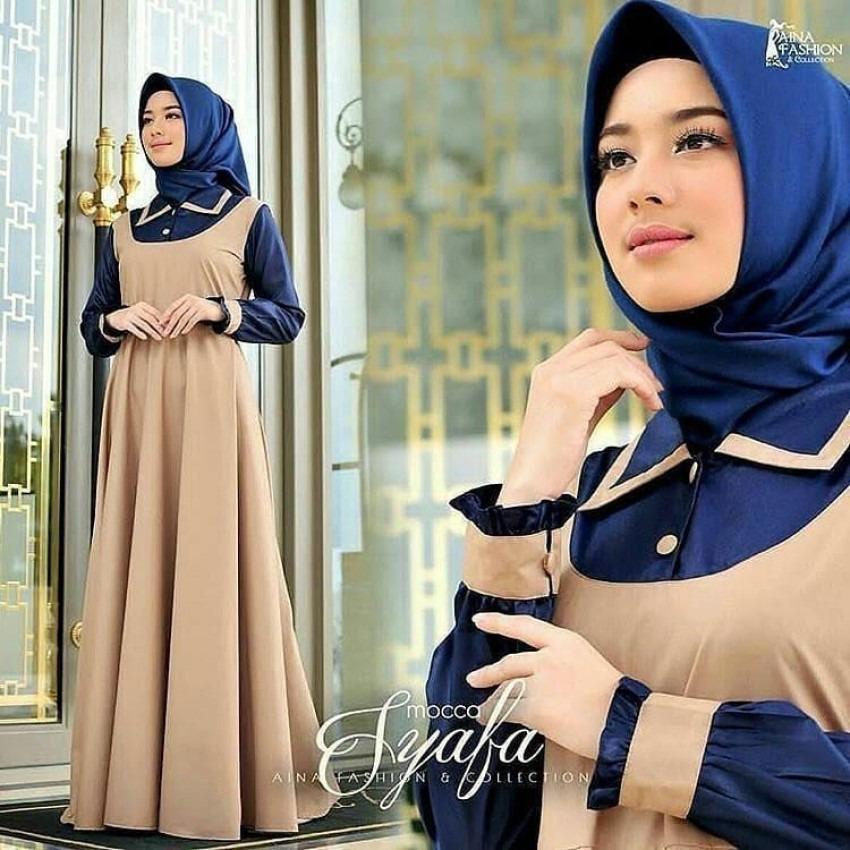 Baju Muslim Syafa Dress Gamis Panjang Hijab Casual Pakaian Wanita Hijab Modern   