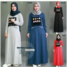 Baju Original Clothes Maxi Dress Gamis Muslimah Syari Baju Panjang Wanita Hijab Trendy Pakaian Cewek Modern Navy