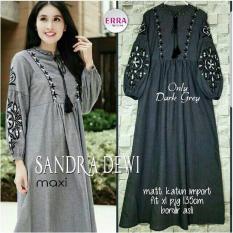 Baju Original Dress Sandra Dewi Maxi Gamis Baju Panjang Casual Wanita Hijab Baju Modern Trendy Warna Dark Grey