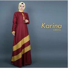 Baju Original Gamis Karina Dress Baju Panjang Casual Wanita Hijab Baju Modern Trendy Warna Maroon