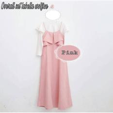 Baju Original Overall Labella Set 2 In 1 Overall Wolfice Baju Panjang Wanita Muslimah Modis Modern Trendy Casual Warna Pink
