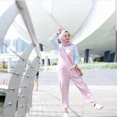 Baju Original Overall Pocket Supernova Stelan Wanita Muslimah Celana Joger Panjang Casual Pink