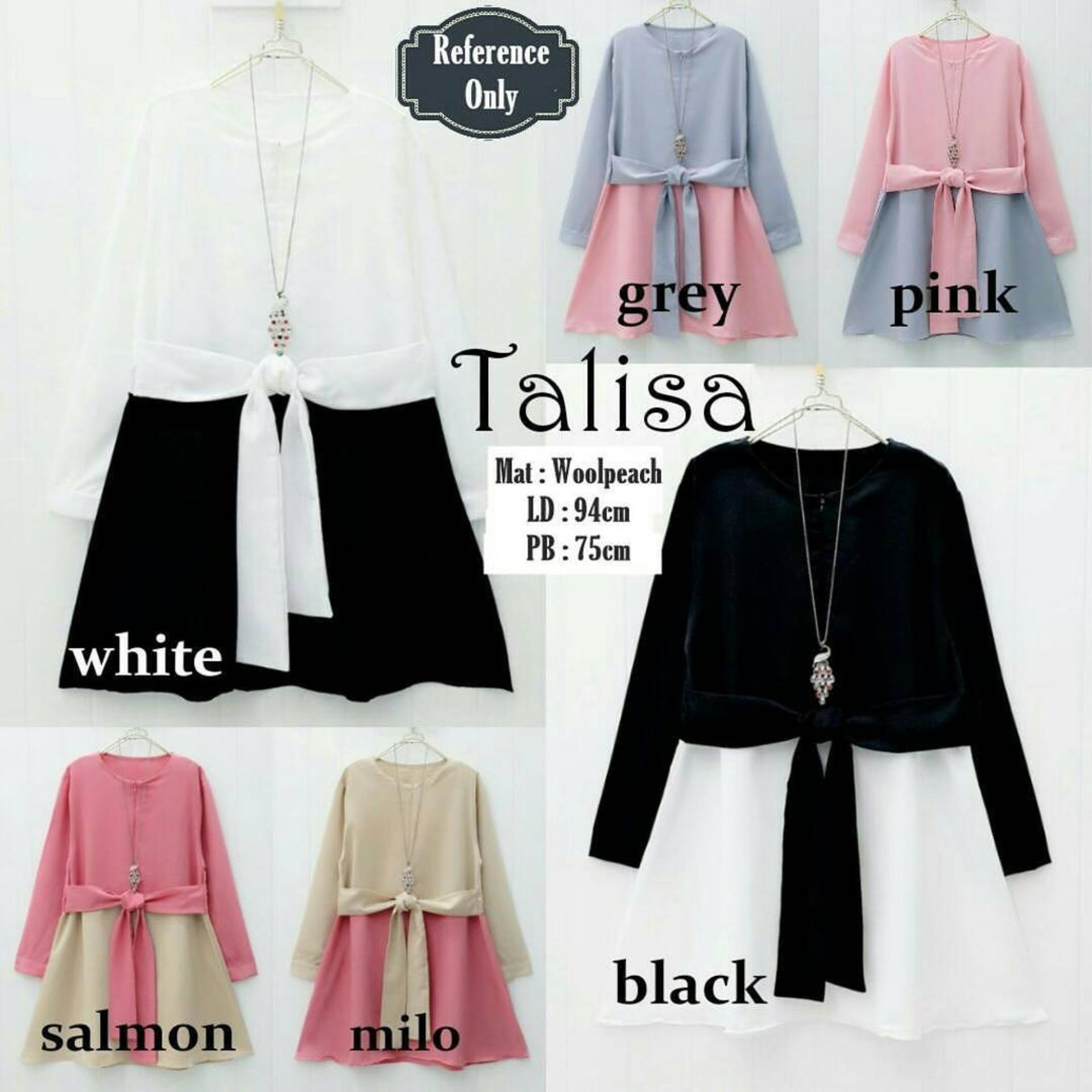 Baju Original Talisa Tunik Wolfis Baju Atasan Wanita Muslim Panjang Pakaian Kerja Santai Casual Warna Salmon
