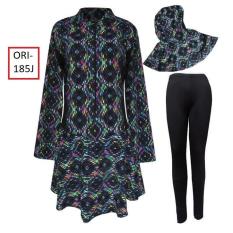 Baju Renang Muslim Jumbo Motif Loreng Hitam -185J