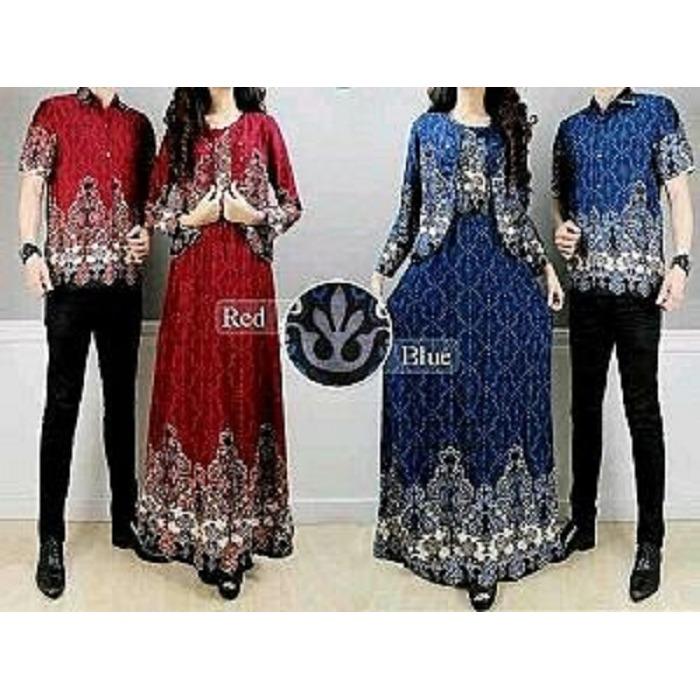 BajuReady 1053 BAJU COUPLE PASANGAN KELUARGA BATIK MODERN SARIMBIT KEMEJA HEM PRIA COWOK KOKO LENGAN PENDEK PAKAIAN MUSLIM WANITA CEWEK MAXI MAXY DRESS PANJANG BUSANA PESTA KONDANGAN LEBARAN JAMAN ZAMAN NOW KEKINIAN BAHAN KATUN TERBARU