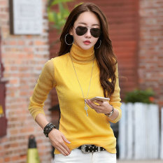 Benang Musim Semi Dan Musim Gugur Slim Sutra Cerah Kaos Baju Dalaman (Kuning)