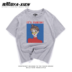 Bf T-shirt Gaya Jepang Abu-abu Atasan Korea Fashion Style Perempuan Lengan Pendek (Abu-abu kacamata gadis kcp)