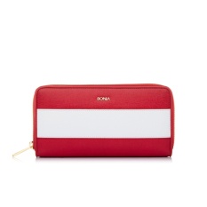 Bonia Red The Line Zipper Wallet