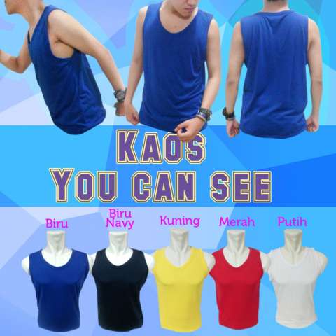 Bursa Kaos Polos - kaos singlet polos GYM senam dewasa - Biru