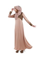 CantiQue Baju Muslim Gamis Pesta yang juga Nyaman untuk Ibu Menyusui Kode CQ 1508 - Mocca